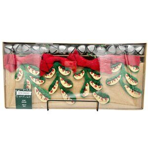 Arctic Holiday 6 Foot Felt Garland With Bells and Red Felt Bow Accents NEW